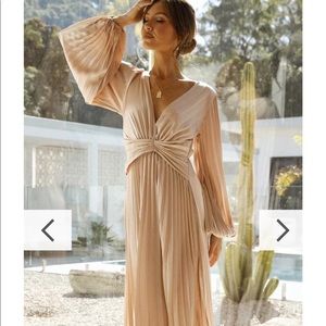 Long Sleeve Champagne Dress